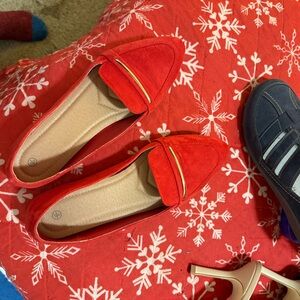 Red Suede Loafers for Women